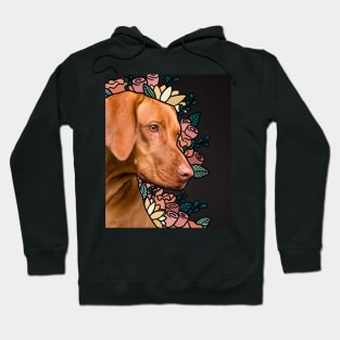 Weimaraner Photo Collage With Flowers and Roses Hoodie